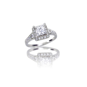 Princess Cut Halo Diamond Ring